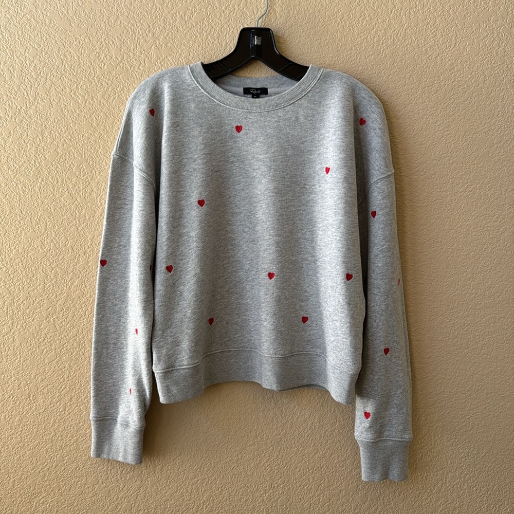 Rails Ramona style Gray Sweatshirt with Red Heart Accents
